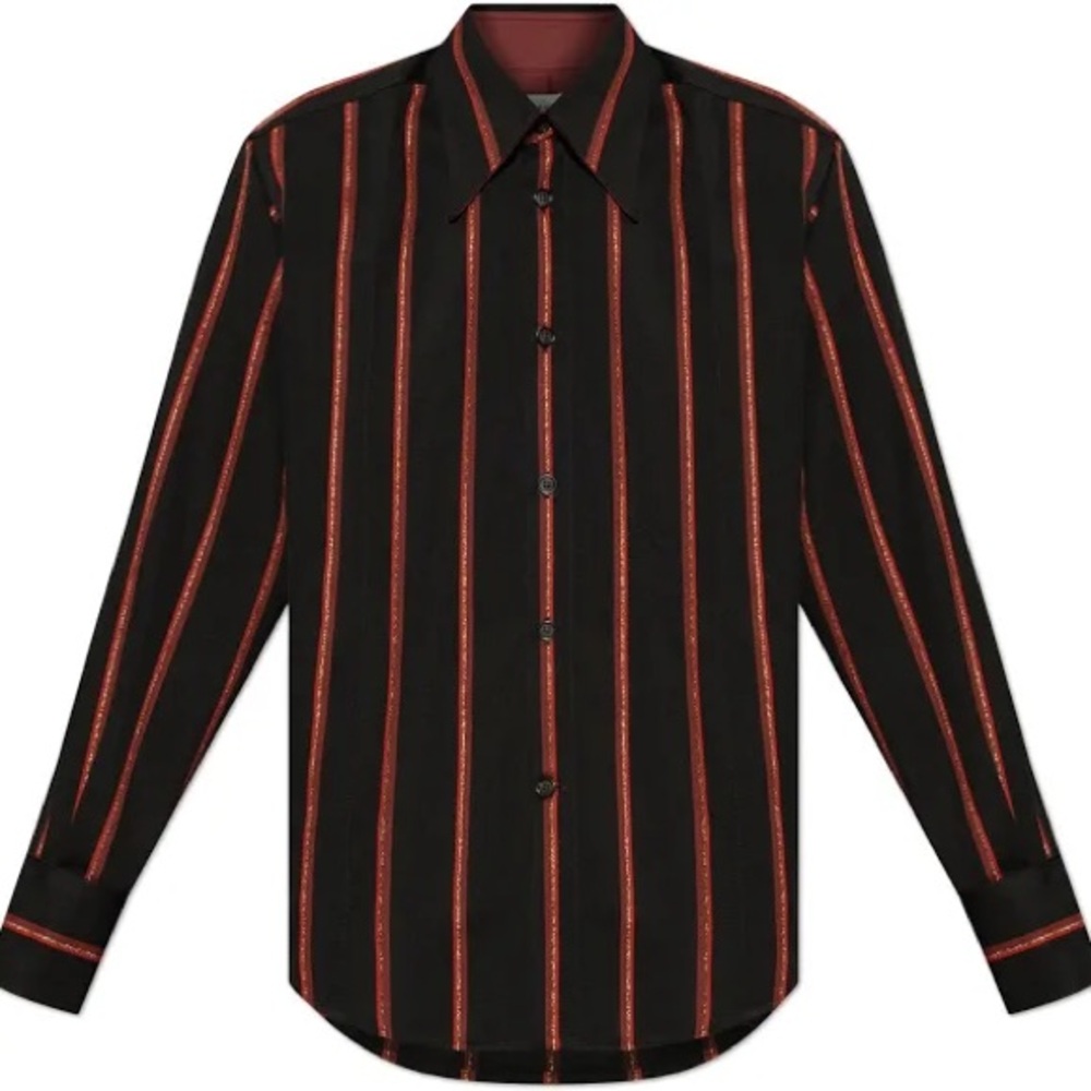Alexander McQueen Black and Red Striped Dress Shirt